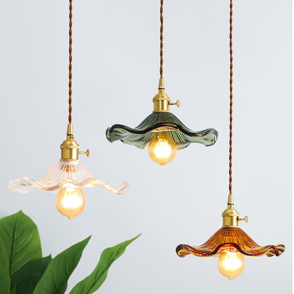 Lampa Wisząca Vintage Kwiatowy Klosz