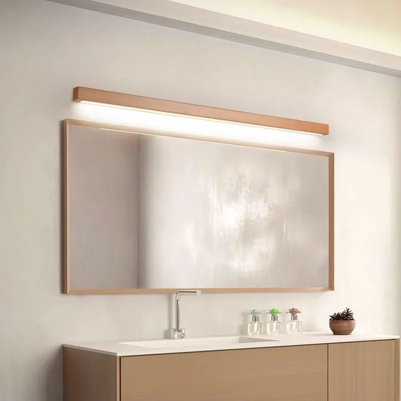 Drewniana Liniowa Lampa Ścienna Lustrzana do Toaletki Alternate