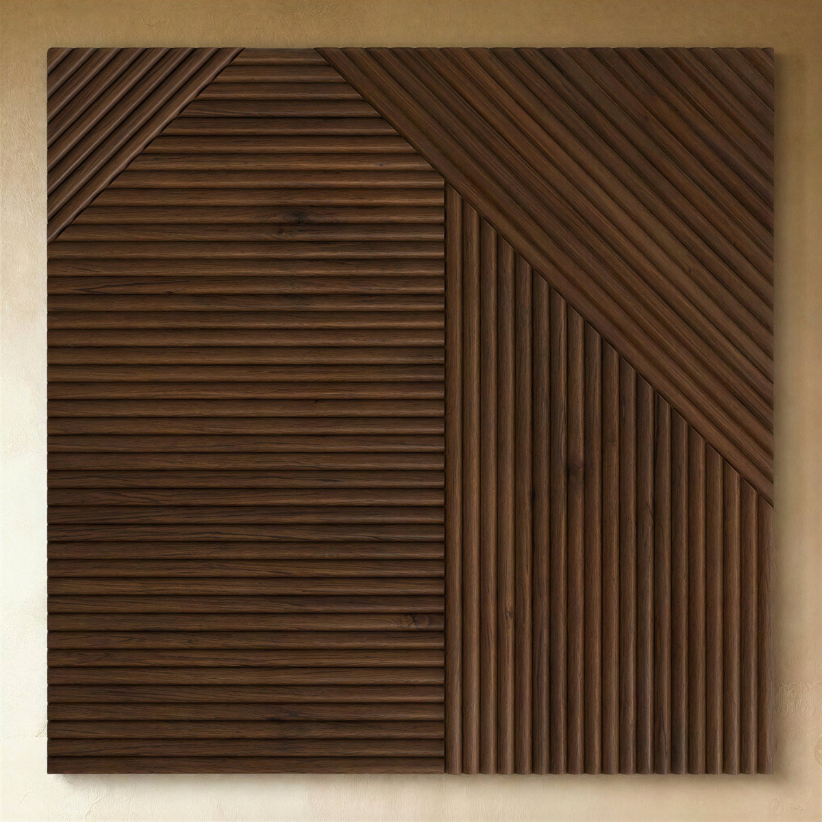 Drewniany Geometryczny Panel Ścienny z Ryflowaniem Alternate
