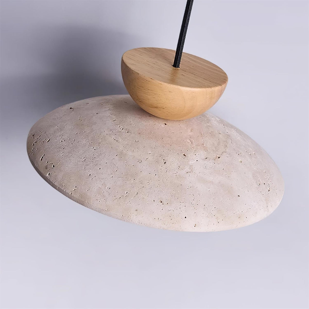 Minimalistyczna Trawertynowa Lampa Wisząca z Drewnem View 20