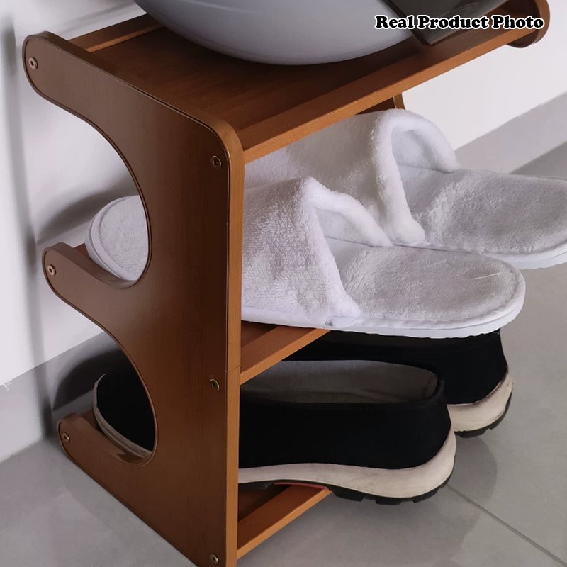 Minimalistyczny Bambusowy Organizer na Buty Piętrowy Alternate