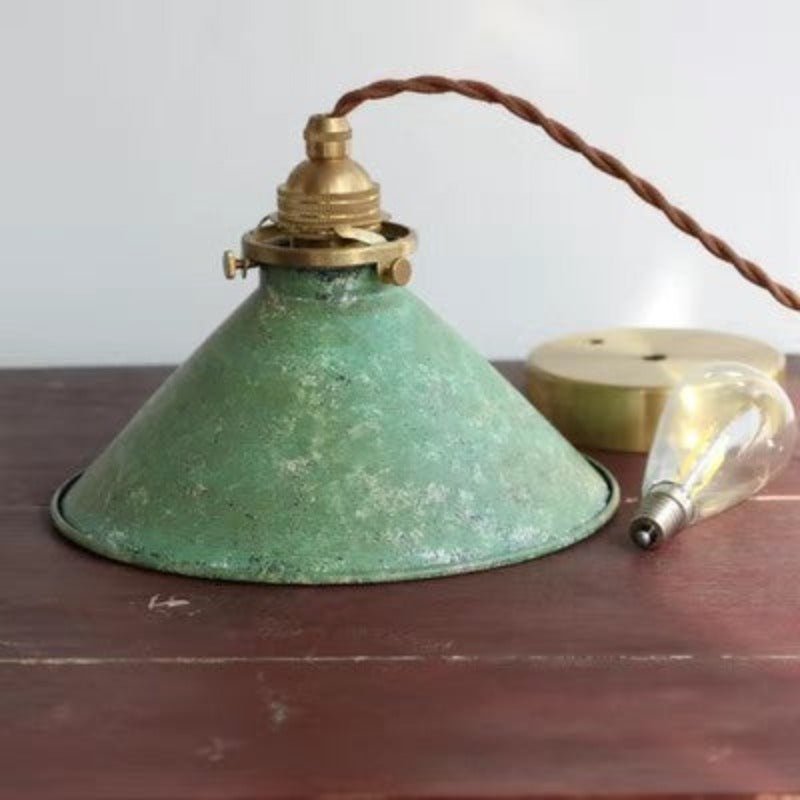 Rustykalna Vintage Lampa Wisząca z Stożkowym Kloszem Full
