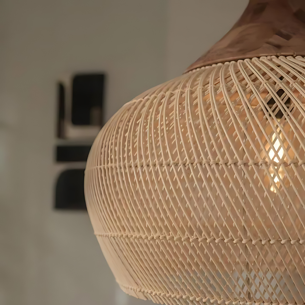 Boho Lampa Wisząca Sufitowa Pleciony Klosz