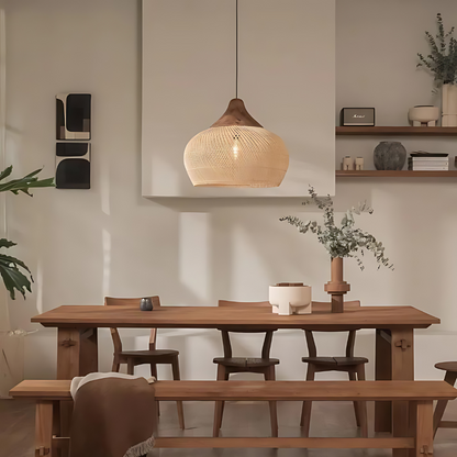 Boho Lampa Wisząca Sufitowa Pleciony Klosz