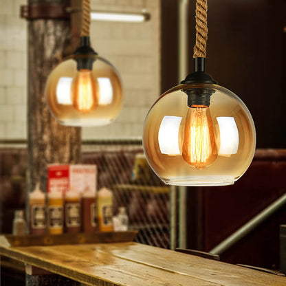 Industrialna Lampa Wisząca Szklana Kula Retro