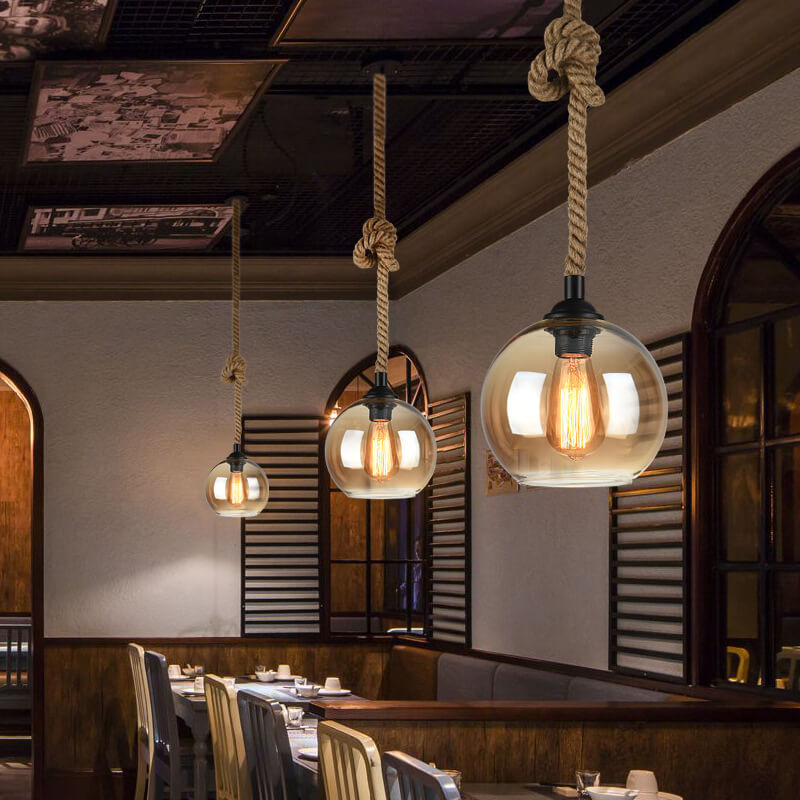 Industrialna Lampa Wisząca Szklana Kula Retro