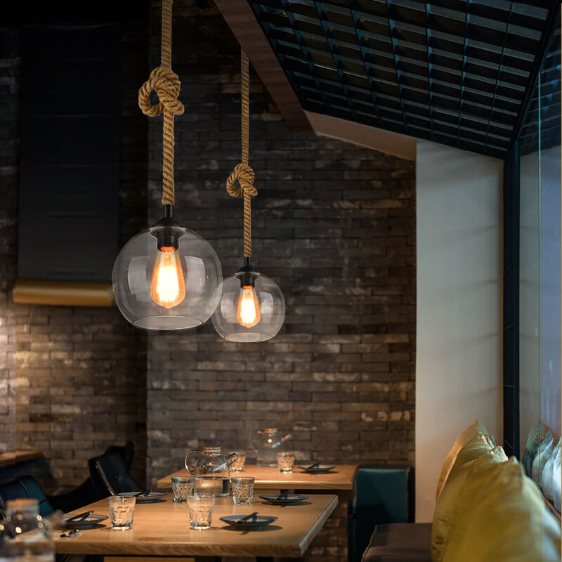 Industrialna Lampa Wisząca Szklana Kula Retro