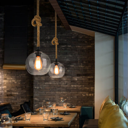Industrialna Lampa Wisząca Szklana Kula Retro
