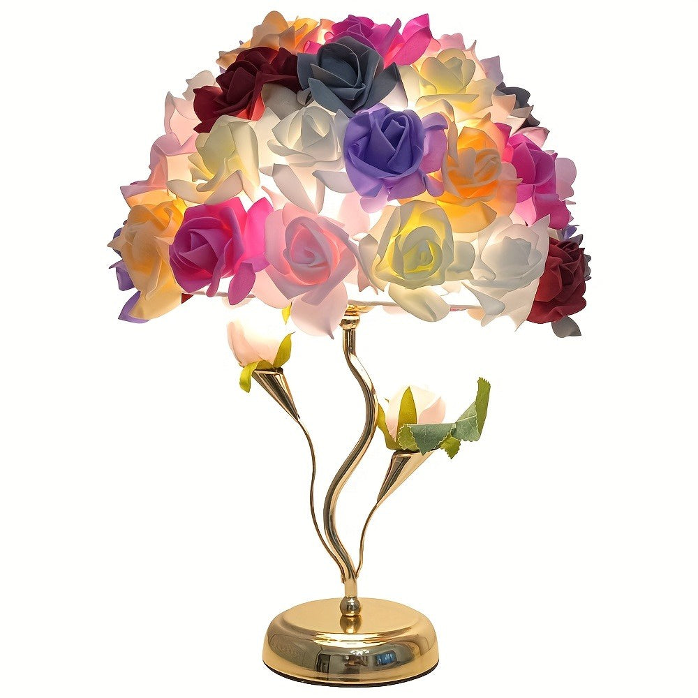 Lampa Stołowa Z Kwiatowym Kloszem