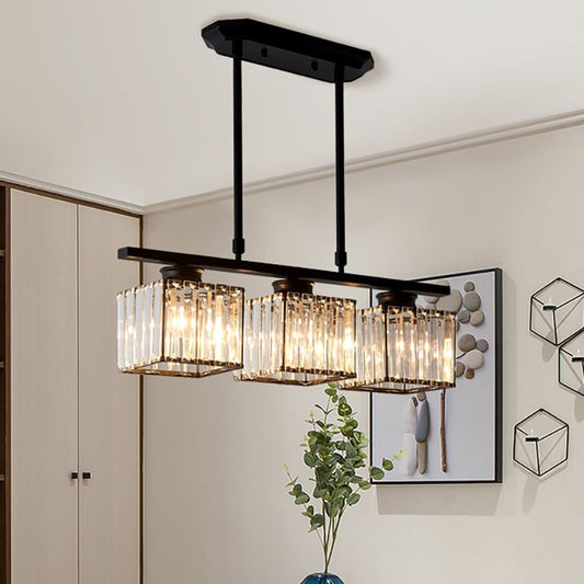 Lampa Wisząca Liniowa 3 Płomienie Szklane Klosze Do Stołu Jadalnianego I Wyspy Kuchennej