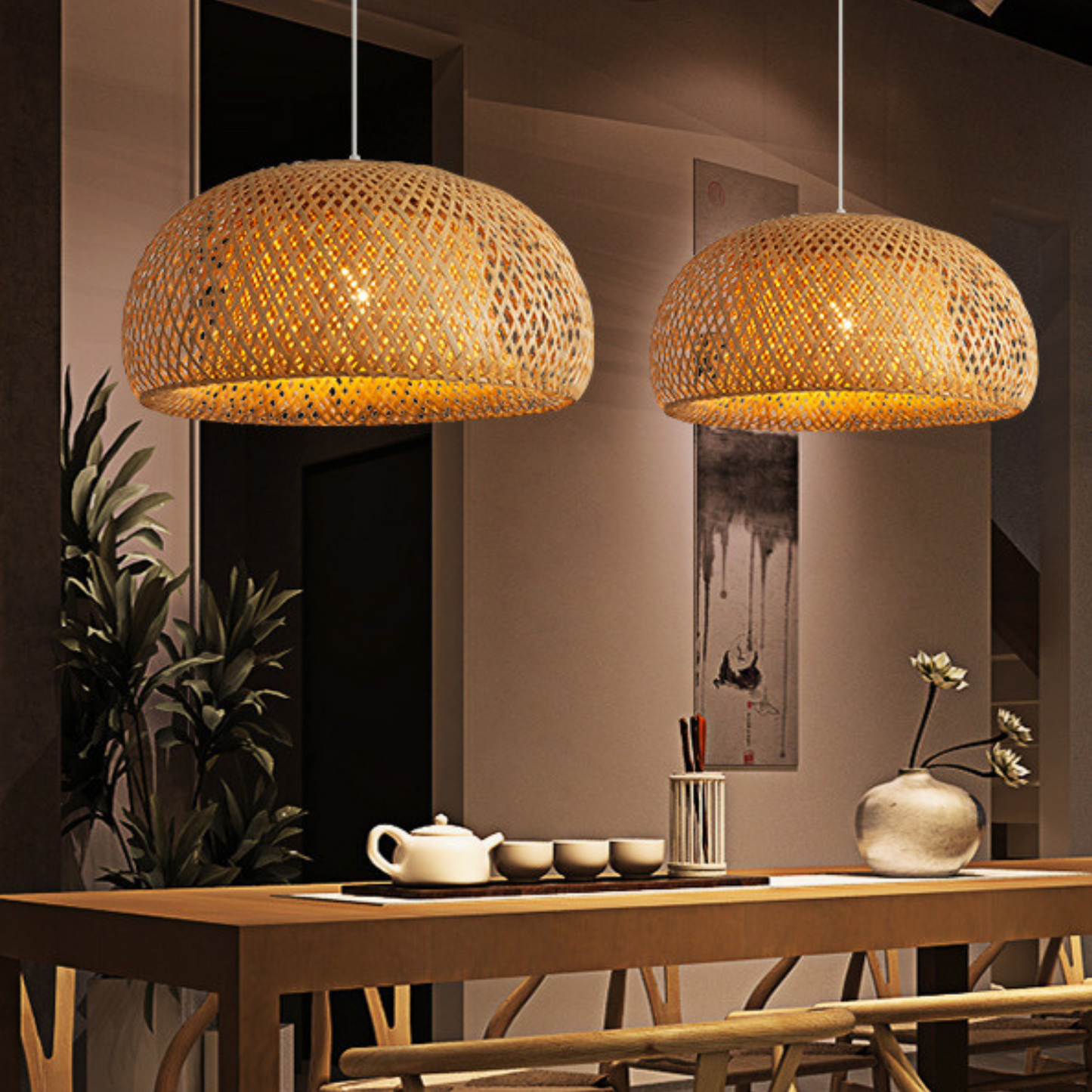 Lampa Wisząca Pleciona Japandi