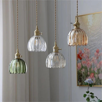Lampa Wisząca Retro Z Kloszem W Kształcie Kwiatu