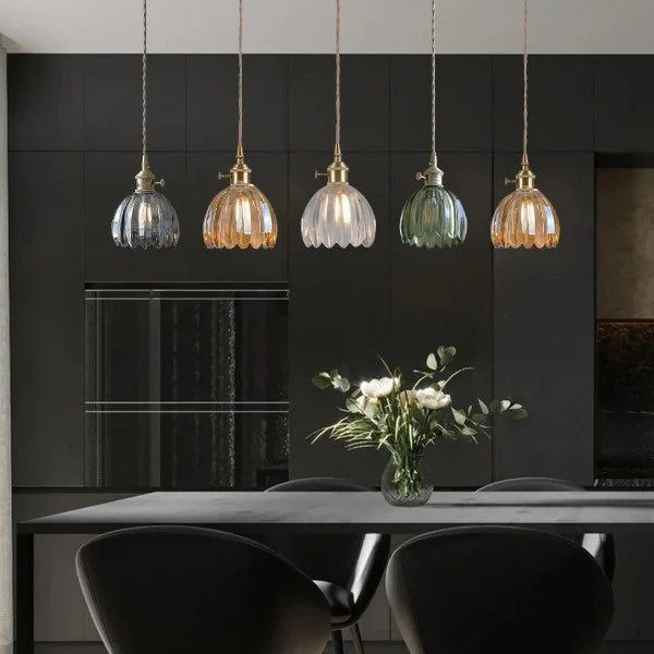 Lampa Wisząca Retro Z Kloszem W Kształcie Kwiatu