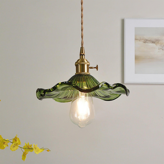 Lampa Wisząca Vintage Kwiatowy Klosz