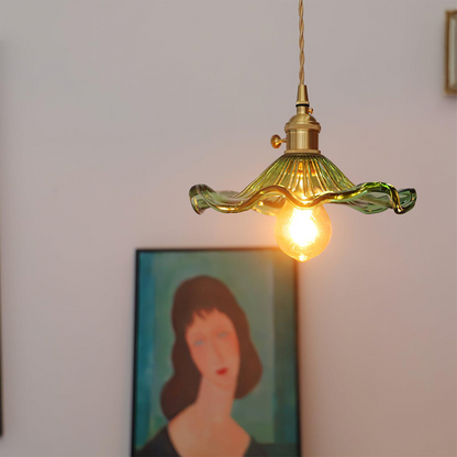 Lampa Wisząca Vintage Kwiatowy Klosz