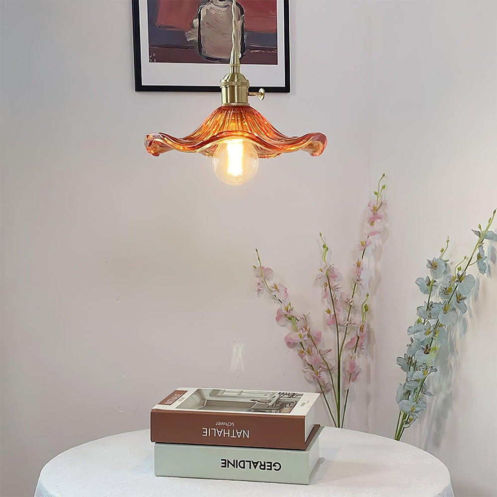 Lampa Wisząca Vintage Kwiatowy Klosz