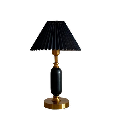 Lampka Stołowa Plisowany Klosz Retro