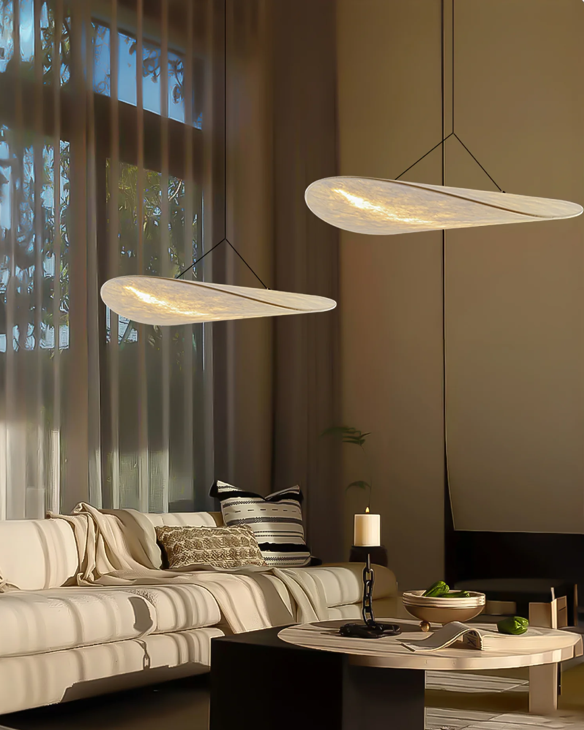 Minimalistyczna Lampa Wisząca LED Japandi Rzeźbiarska Forma