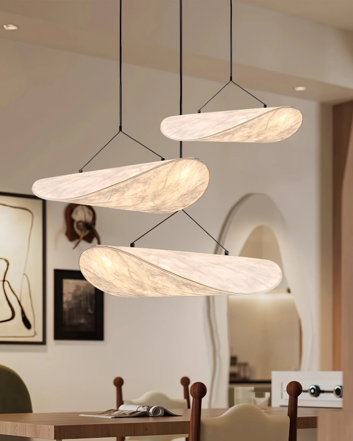 Minimalistyczna Lampa Wisząca LED Japandi Rzeźbiarska Forma