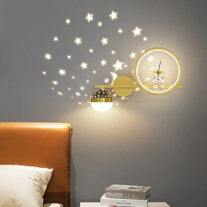 Nocna Lampka Ścienna Projektor Gwiazd Z Księżycem