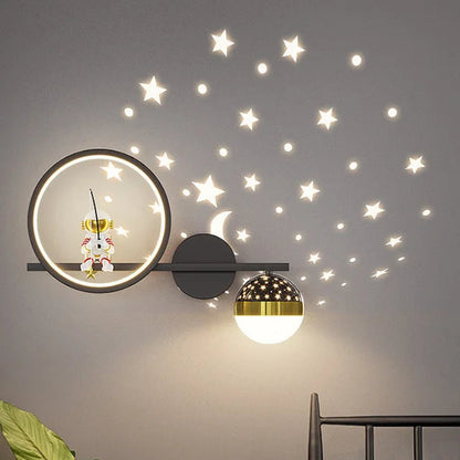 Nocna Lampka Ścienna Projektor Gwiazd Z Księżycem
