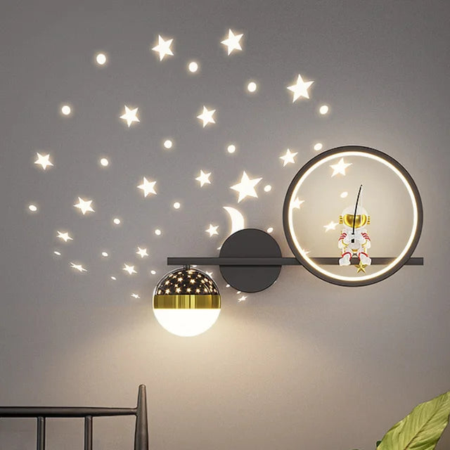 Nocna Lampka Ścienna Projektor Gwiazd Z Księżycem