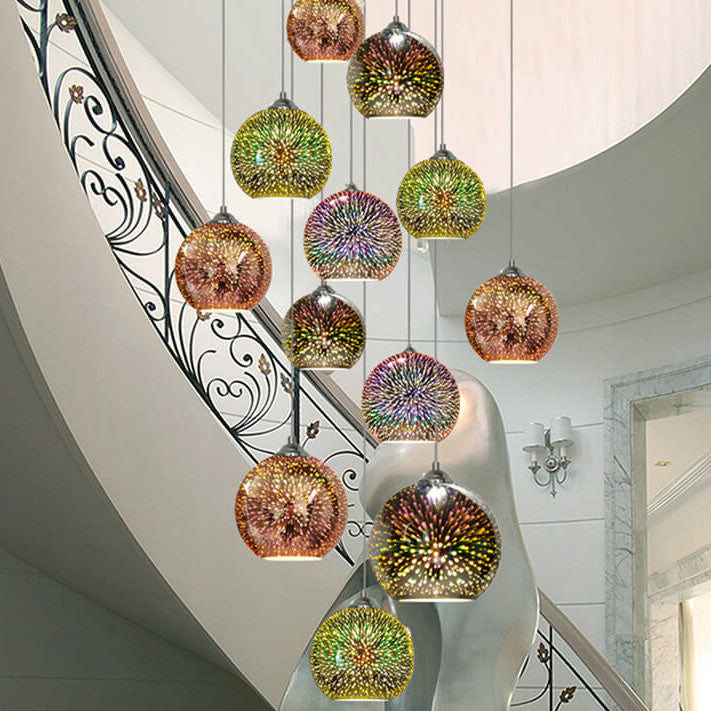 Nowoczesna Lampa Wisząca Kula 3D Efekt Fajerwerków