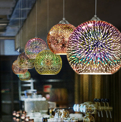 Nowoczesna Lampa Wisząca Kula 3D Efekt Fajerwerków