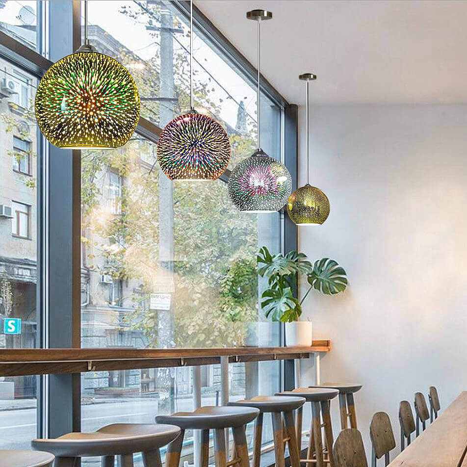 Nowoczesna Lampa Wisząca Kula 3D Efekt Fajerwerków