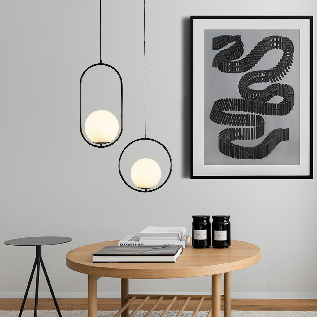 Nowoczesna Lampa Wisząca LED Owalna Z Kloszem Kula