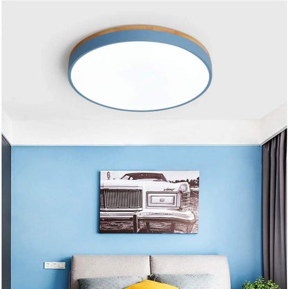Nowoczesna Okrągła Lampa Sufitowa LED Z Naturalnym Akcentem