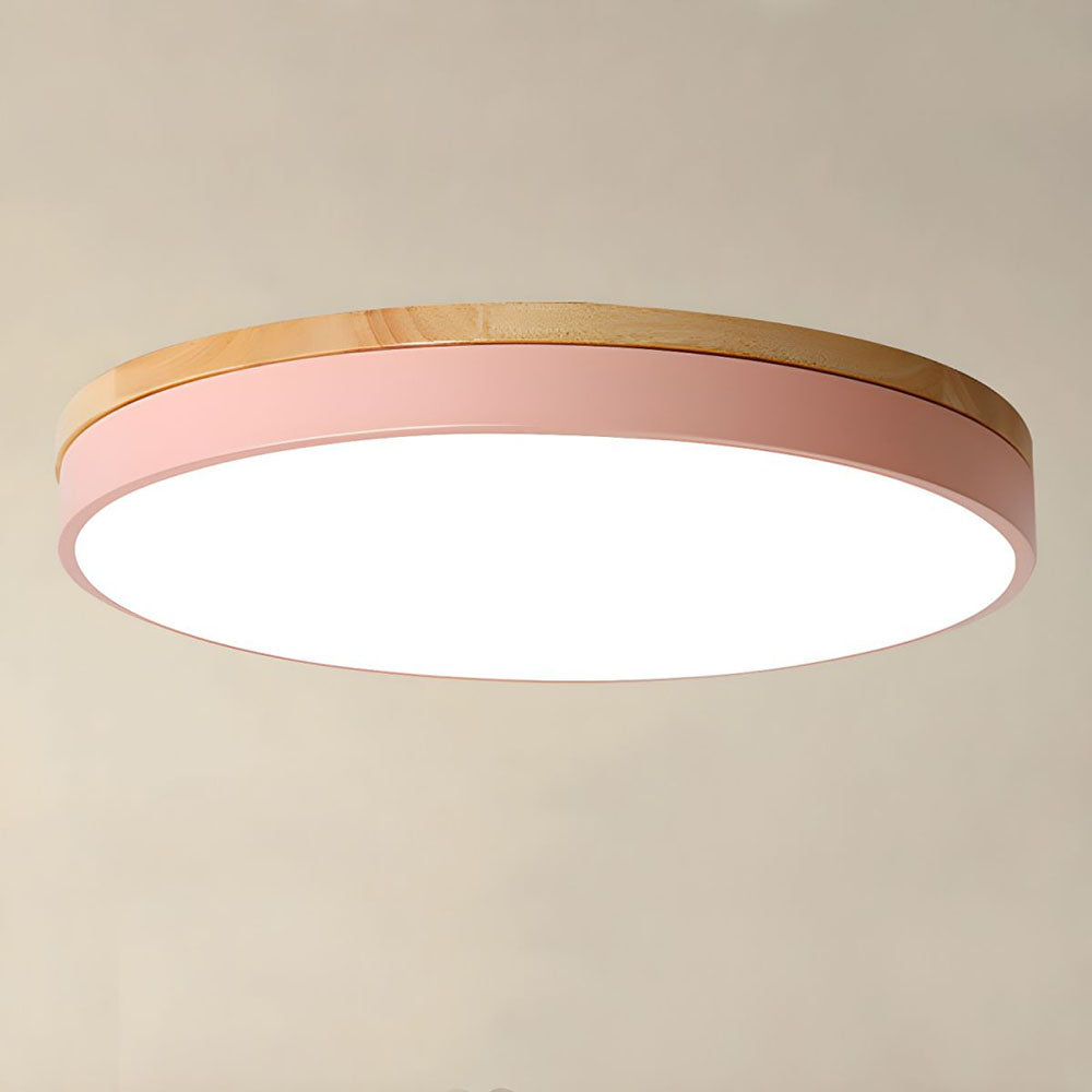 Nowoczesna Okrągła Lampa Sufitowa LED Z Naturalnym Akcentem