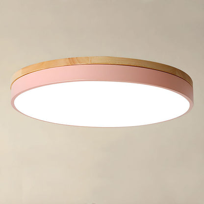 Nowoczesna Okrągła Lampa Sufitowa LED Z Naturalnym Akcentem