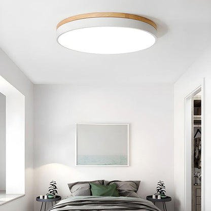 Nowoczesna Okrągła Lampa Sufitowa LED Z Naturalnym Akcentem