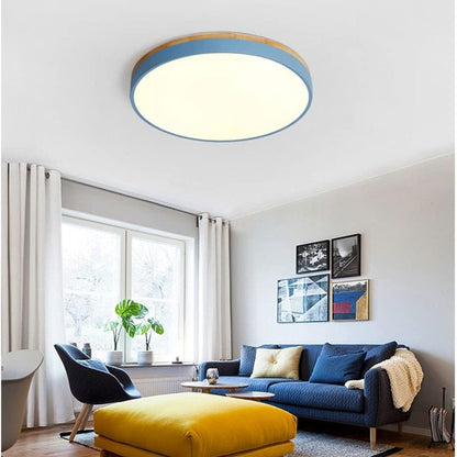 Nowoczesna Okrągła Lampa Sufitowa LED Z Naturalnym Akcentem