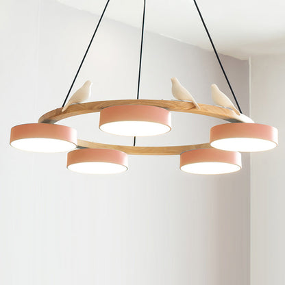 Nowoczesny Żyrandol LED Lampa Wisząca Okrągła Z Motywem Ptaka