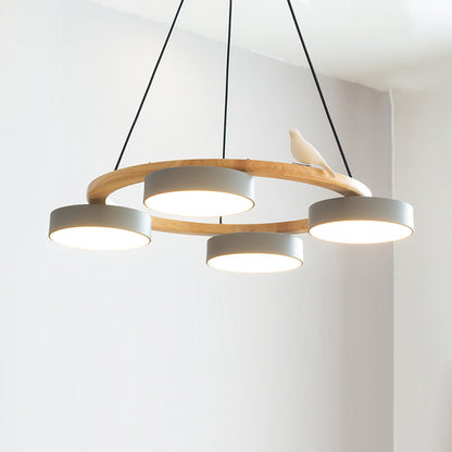 Nowoczesny Żyrandol LED Lampa Wisząca Okrągła Z Motywem Ptaka