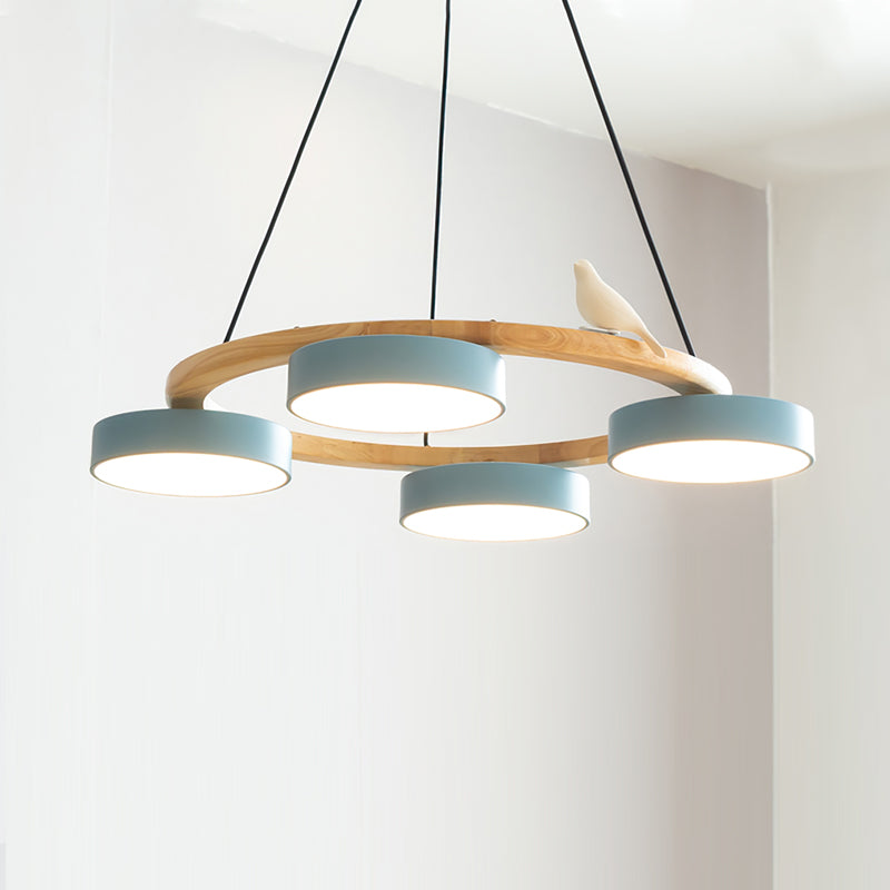 Nowoczesny Żyrandol LED Lampa Wisząca Okrągła Z Motywem Ptaka