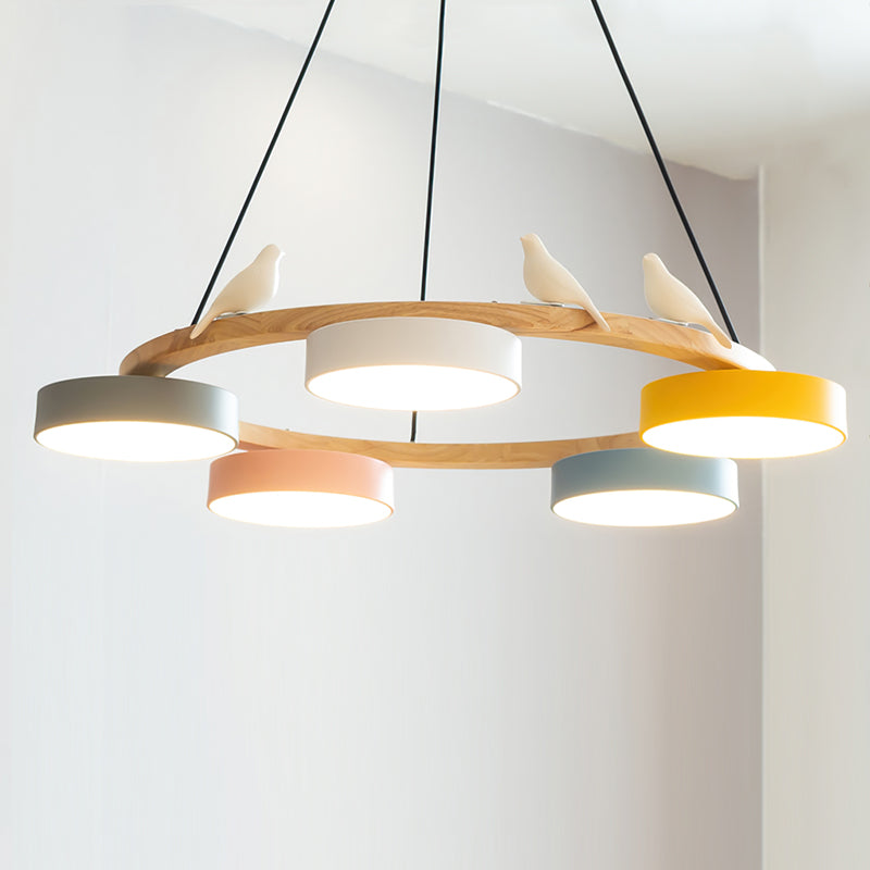 Nowoczesny Żyrandol LED Lampa Wisząca Okrągła Z Motywem Ptaka