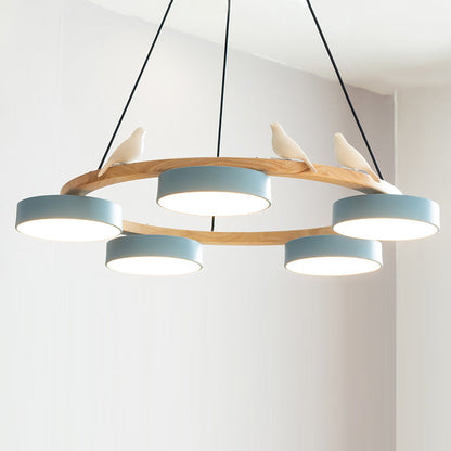 Nowoczesny Żyrandol LED Lampa Wisząca Okrągła Z Motywem Ptaka