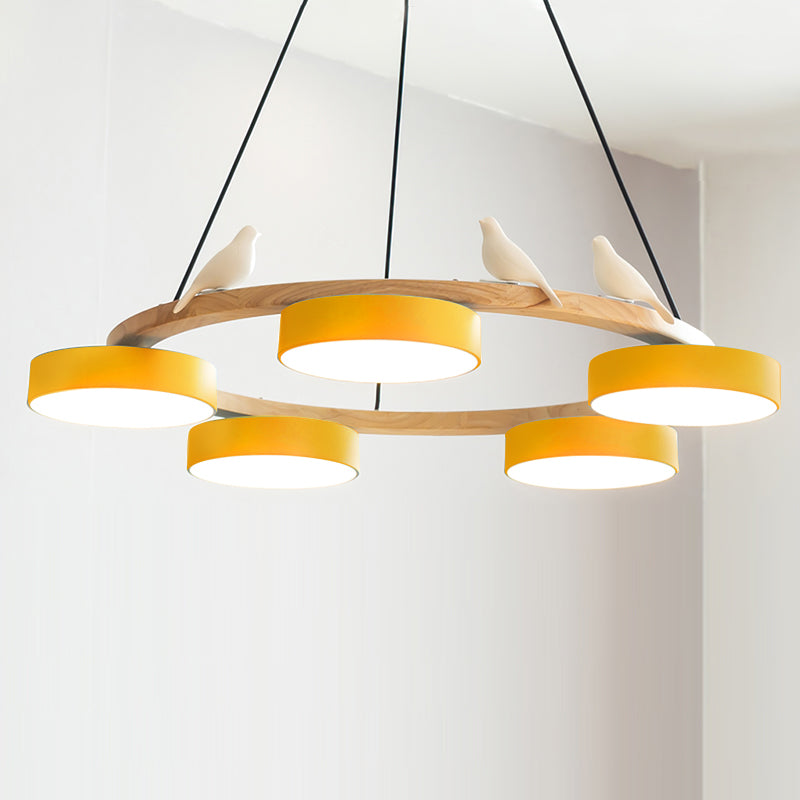 Nowoczesny Żyrandol LED Lampa Wisząca Okrągła Z Motywem Ptaka