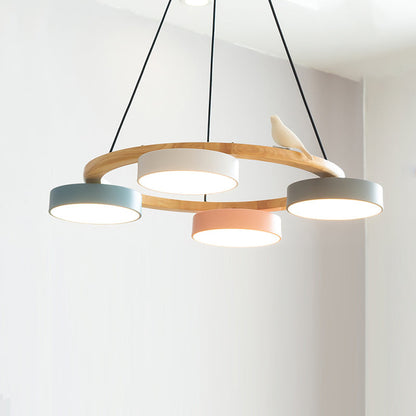 Nowoczesny Żyrandol LED Lampa Wisząca Okrągła Z Motywem Ptaka