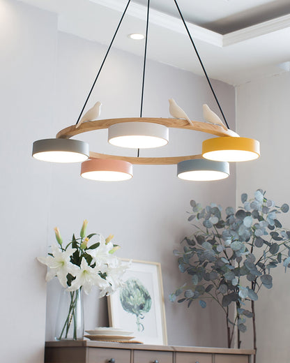 Nowoczesny Żyrandol LED Lampa Wisząca Okrągła Z Motywem Ptaka