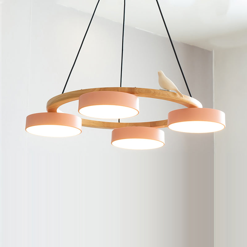 Nowoczesny Żyrandol LED Lampa Wisząca Okrągła Z Motywem Ptaka