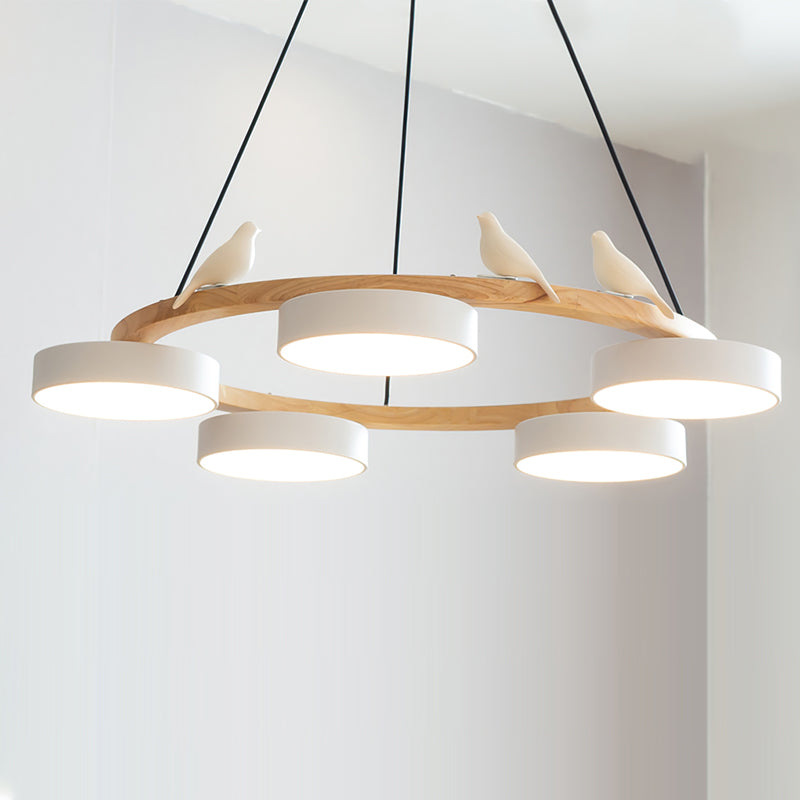 Nowoczesny Żyrandol LED Lampa Wisząca Okrągła Z Motywem Ptaka