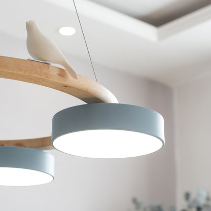 Nowoczesny Żyrandol LED Lampa Wisząca Okrągła Z Motywem Ptaka