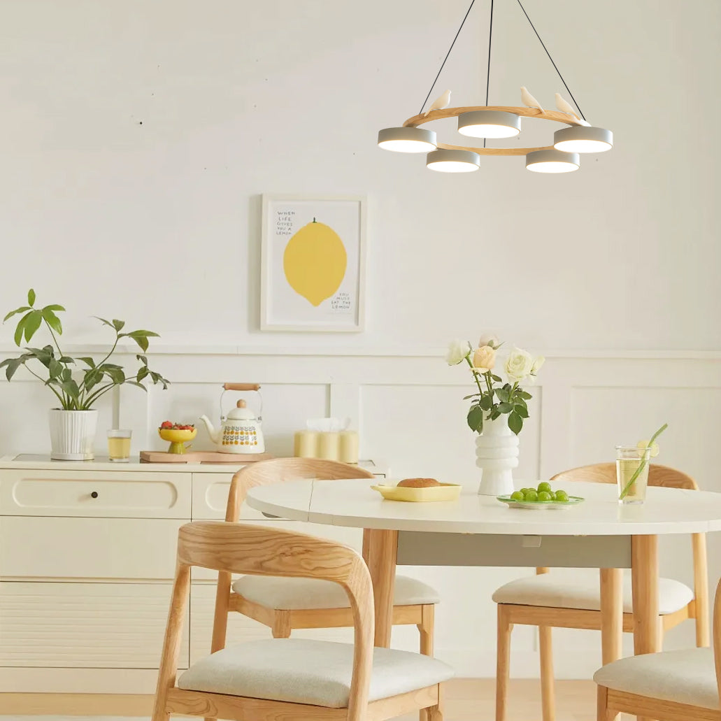 Nowoczesny Żyrandol LED Lampa Wisząca Okrągła Z Motywem Ptaka