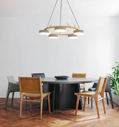 Nowoczesny Żyrandol LED Lampa Wisząca Okrągła Z Motywem Ptaka