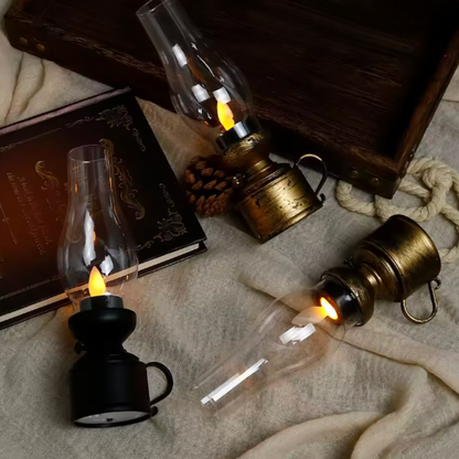 Retro Lampa Stołowa LED Stylizowana Na Lampę Oliwną Dekoracyjna