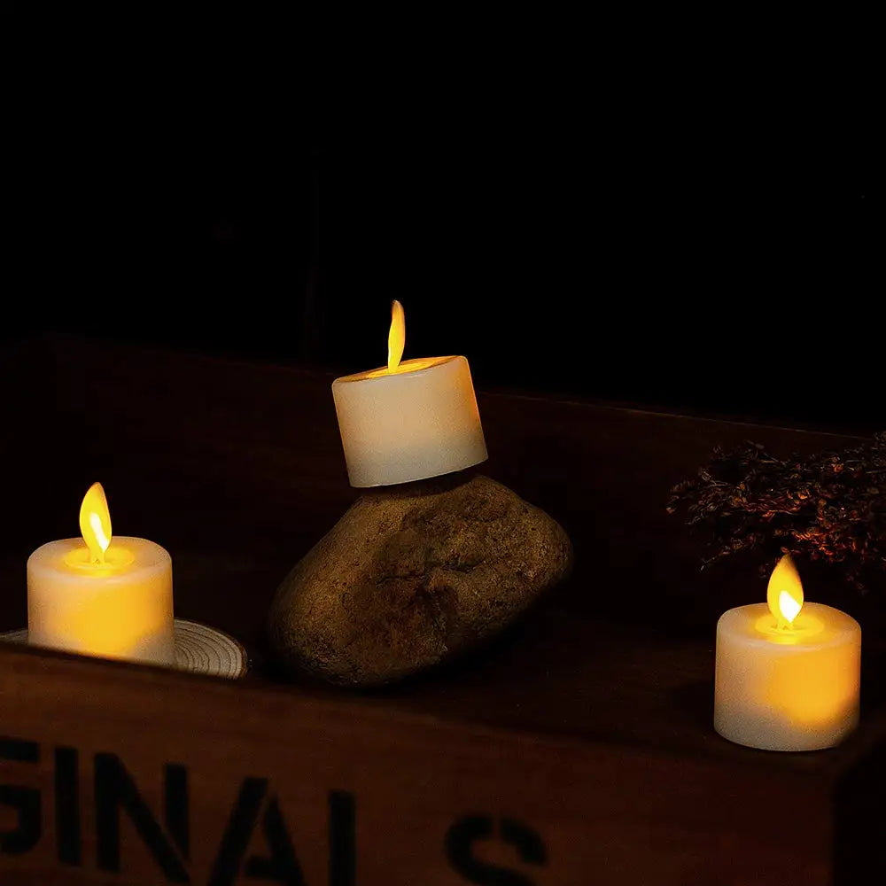 Zestaw Świeczek LED Tea Light Bezpłomieniowe Migoczące Z Pilotem I Timerem